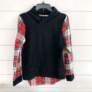 Black & Plaid Flannel Sweatshirt